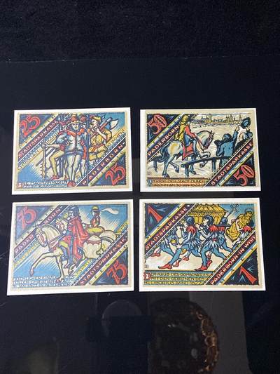 2026年第三十七场(总第二百零六场）德紧纸币特拍场(佣金3%，最低1元) - 德紧纸币–德国北莱茵-威斯特法伦州帕德博恩市（Paderborn）25、50、75芬妮，1马克四枚套票