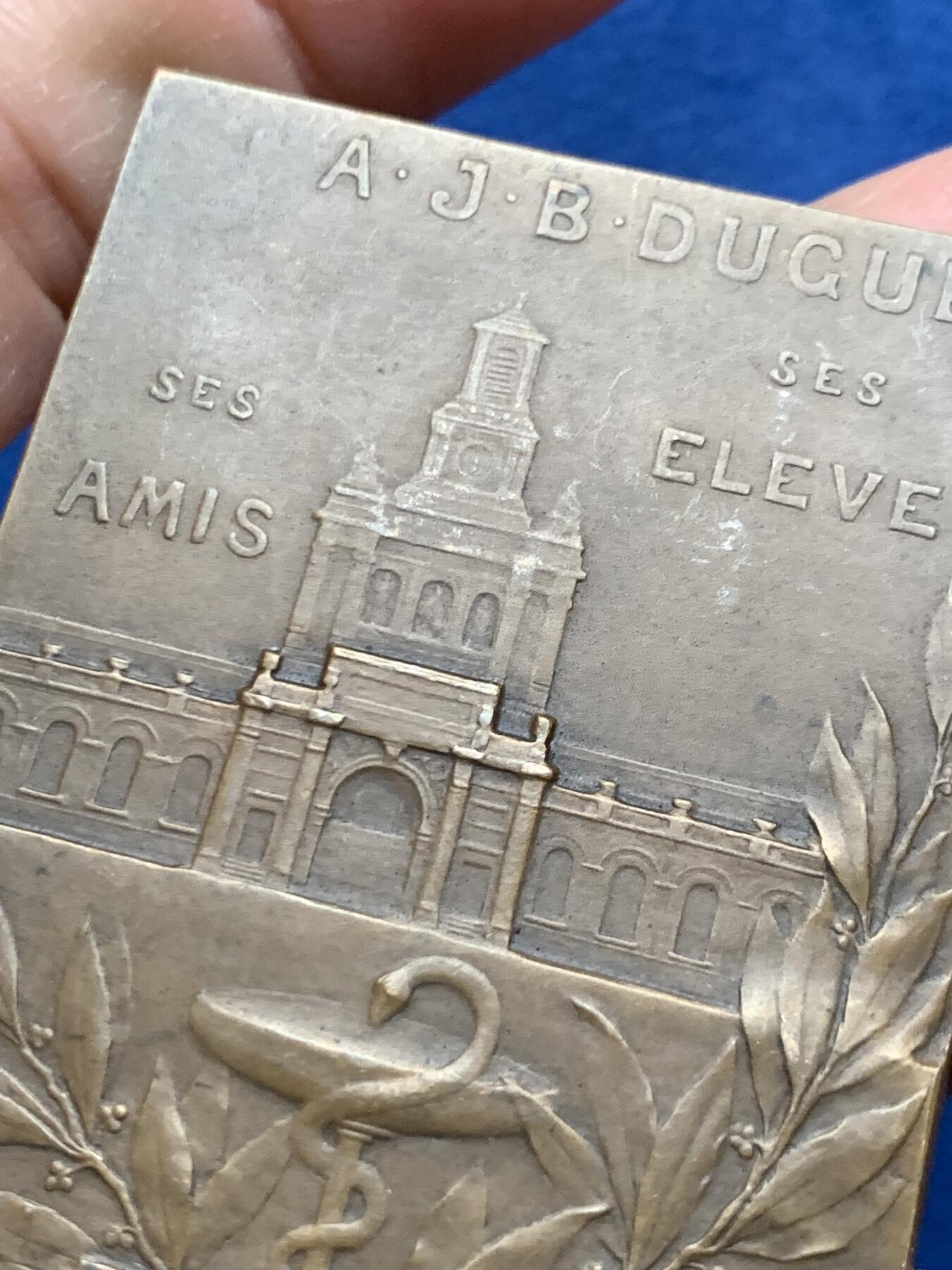 《竞宝斋》第473场 周日，周一 2场连拍 （全场包邮）欢迎送拍 名家G. Prudhomme作医学家让·巴蒂斯特纪念方型铜章 78.2克 60.5*47mm 丰饶角铜标