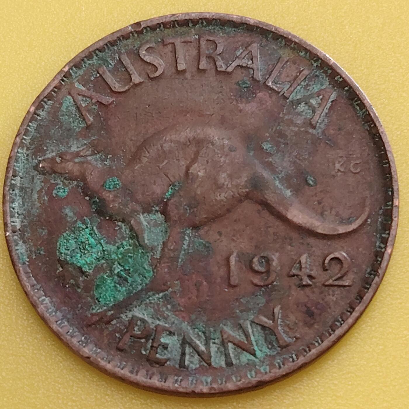 布加迪🐬～世界钱币(上海)🌾第 282 期 /  各国套币和散币 澳大利亚🇦🇺 1942年 1便士