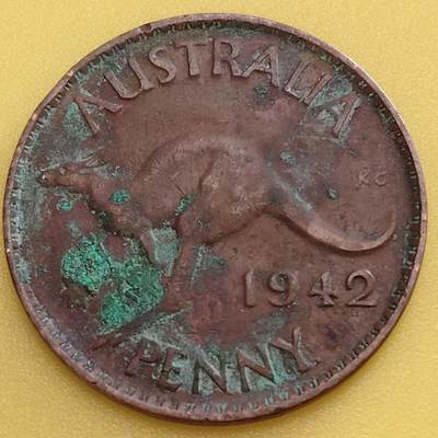 布加迪🐬～世界钱币(上海)🌾第 282 期 /  各国套币和散币 - 澳大利亚🇦🇺 1942年 1便士