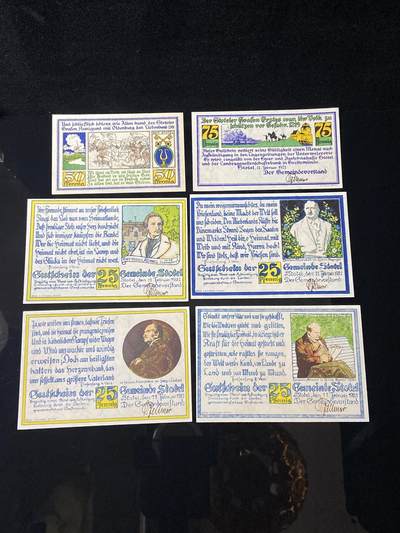 2026年第三十七场(总第二百零六场）德紧纸币特拍场(佣金3%，最低1元) - 德紧纸币–德国石勒苏益格-荷尔斯泰因州施托特尔镇（Gemeinde Stotel）25、50、75芬妮六枚套票