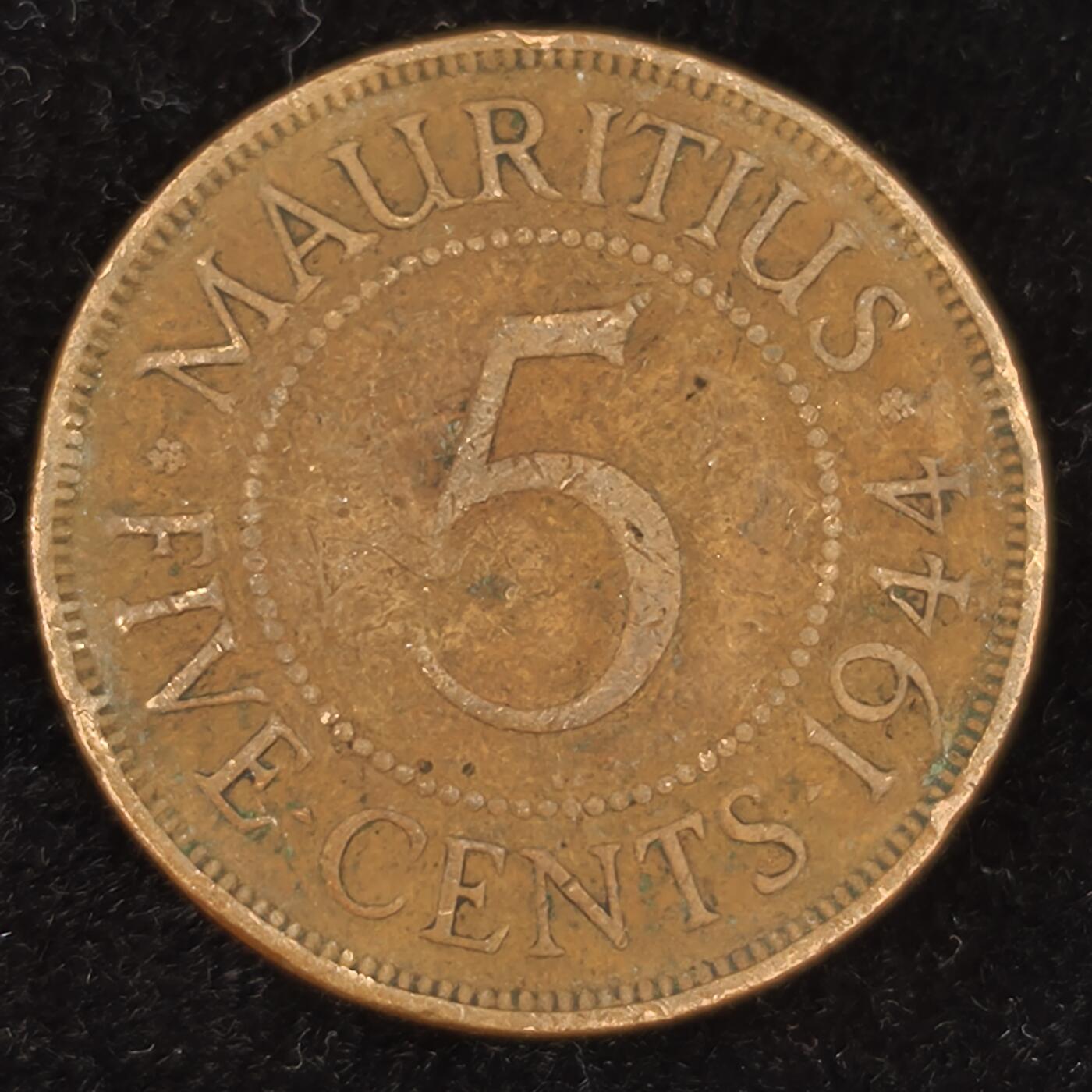 Krab外币市集Vol.27 毛里求斯1944年5分