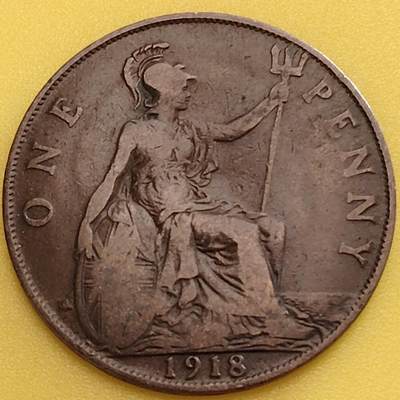 布加迪🐬～世界钱币(上海)🌾第 282 期 /  各国套币和散币 - 英国🇬🇧 1918年 1便士 乔治五世