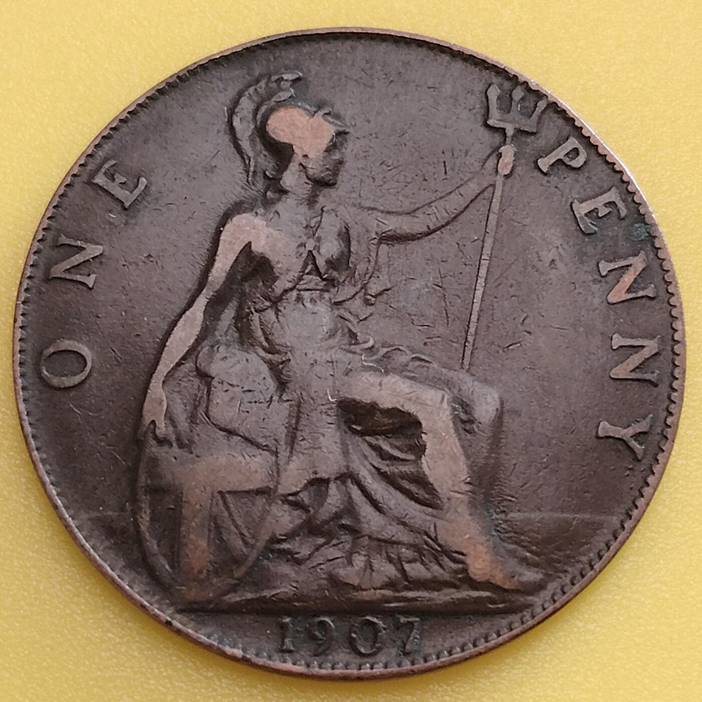 布加迪🐬～世界钱币(上海)🌾第 282 期 /  各国套币和散币 英国🇬🇧 1907年 1便士 爱德华七世