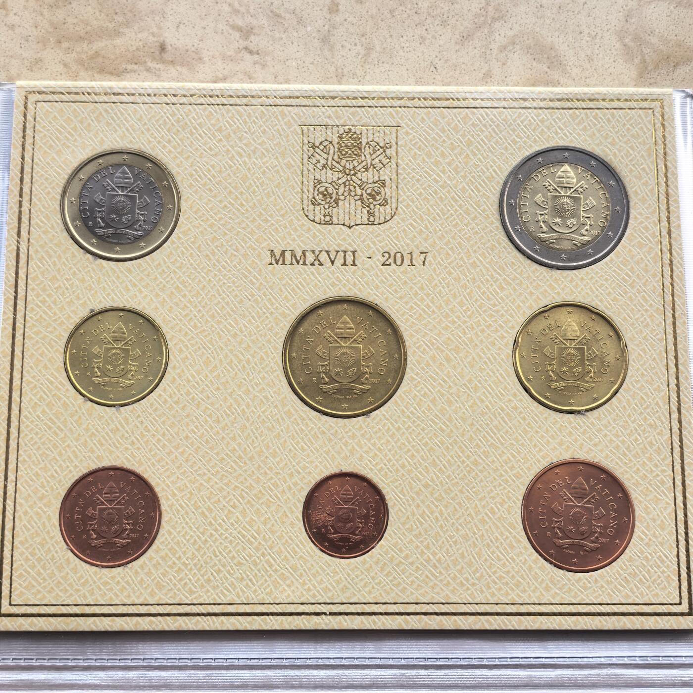 道一币馆币章第一百七十场 原包装 梵蒂冈2017年欧元套币八枚