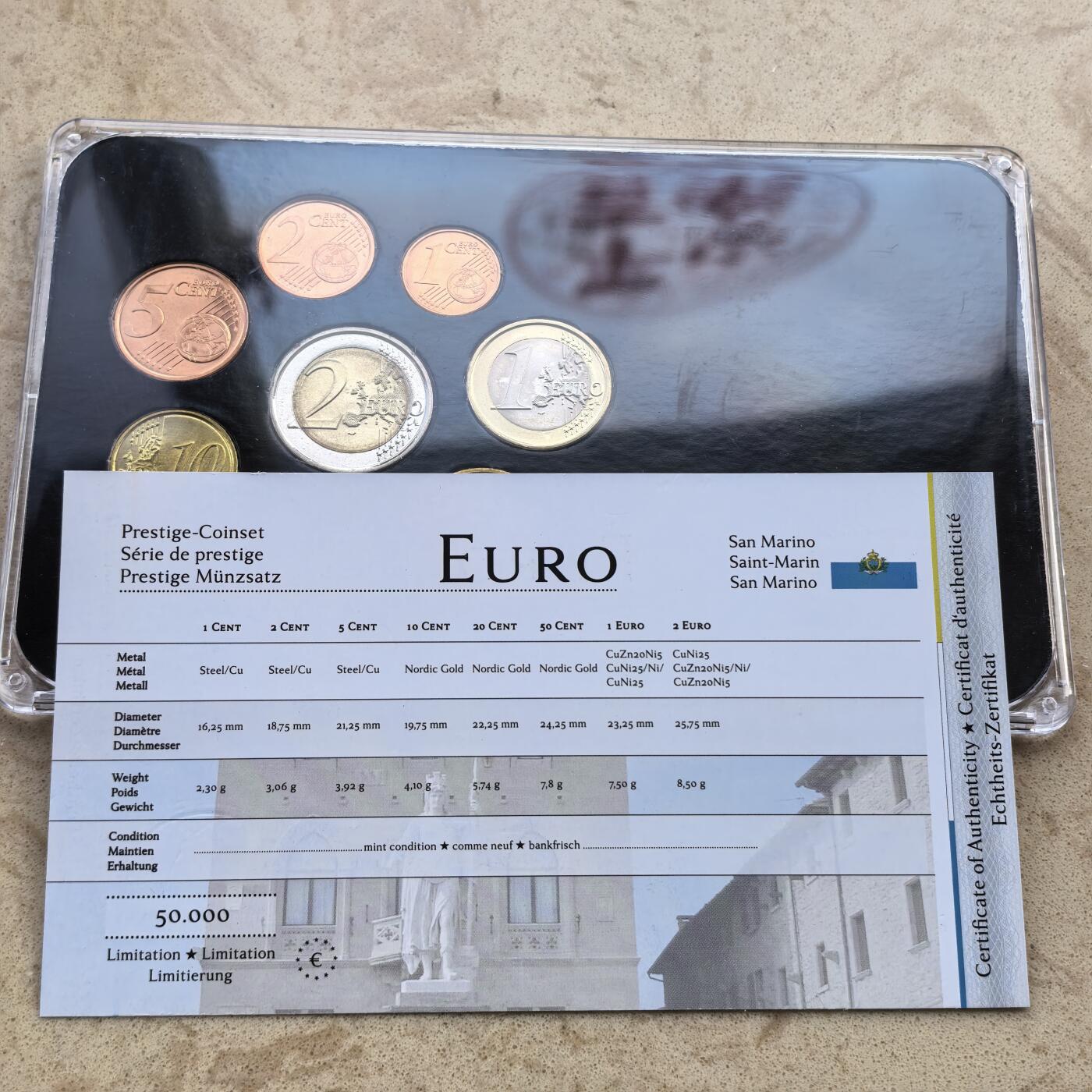 道一币馆币章第一百七十场 带证书 圣马力诺2010年欧元套币八枚