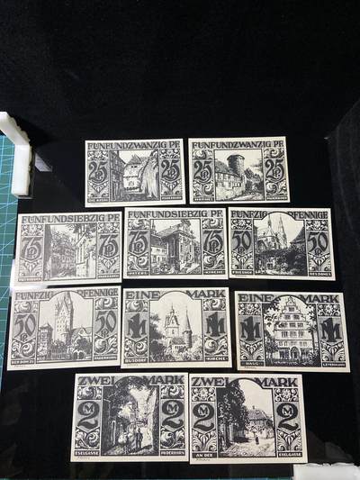 2026年第三十七场(总第二百零六场）德紧纸币特拍场(佣金3%，最低1元) - 德紧纸币–德国北莱茵-威斯特法伦州帕德博恩市（Paderborn）25、50、75芬妮，1、2马克十枚套票