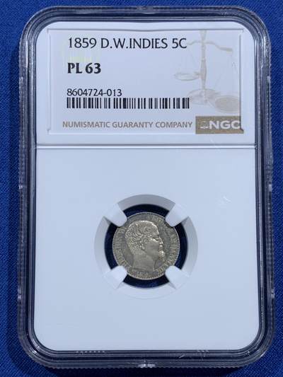 《竞宝斋》第473场 周日，周一 2场连拍 （全场包邮）欢迎送拍 - NGC PL63 丹属西印度群岛 1859年  腓特烈七世 5分银币 目录标注发行量仅10枚 PL版本
