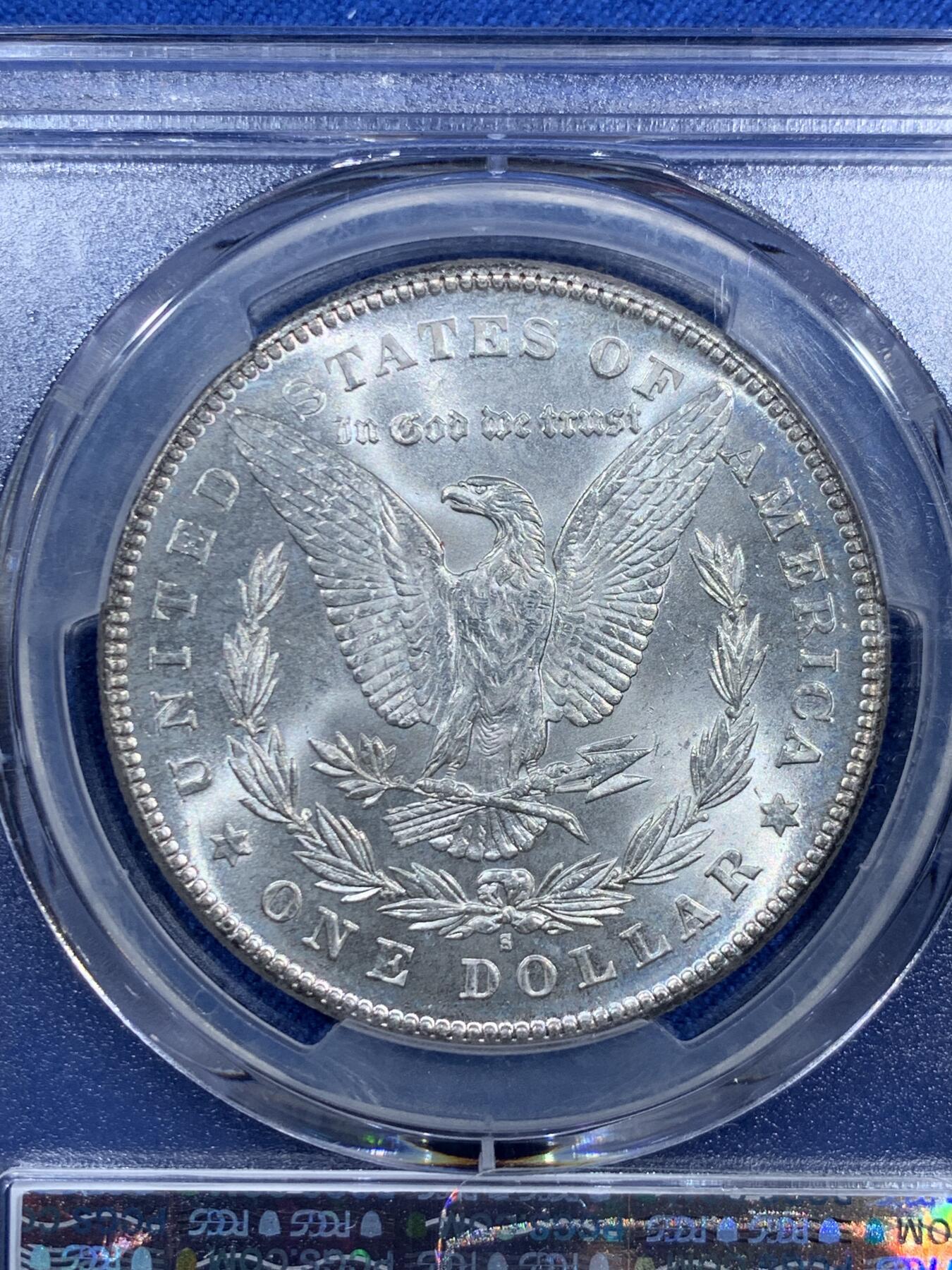 《竞宝斋》第473场 周日，周一 2场连拍 （全场包邮）欢迎送拍 PCGS MS64 美国 1878 S 摩根银币 稀有首年摩根 铸打精美 车轮光 银霜闪耀