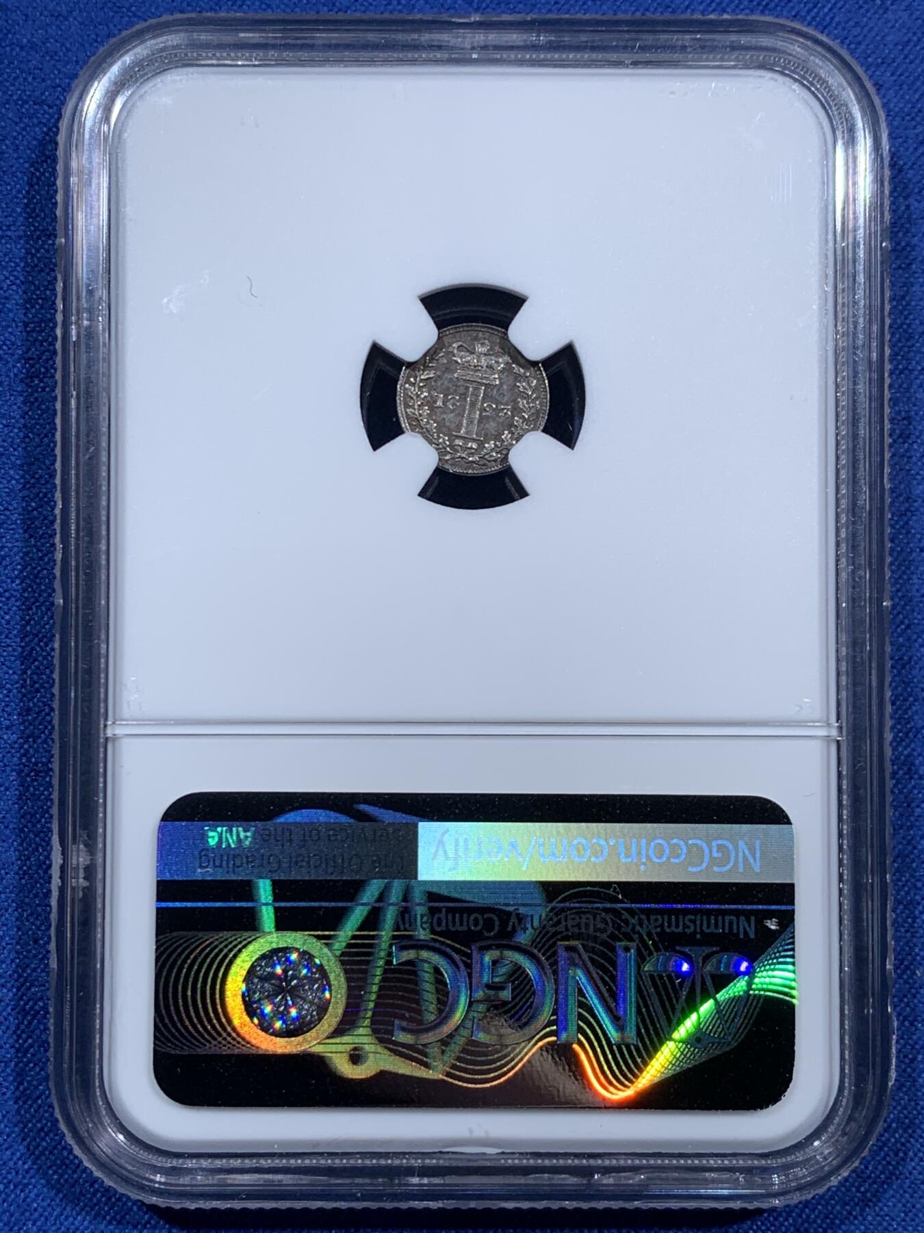 《竞宝斋》第473场 周日，周一 2场连拍 （全场包邮）欢迎送拍 四枚一组 NGC UNCD-MS62 英国1823年乔治四世濯足币 1-4便士银币