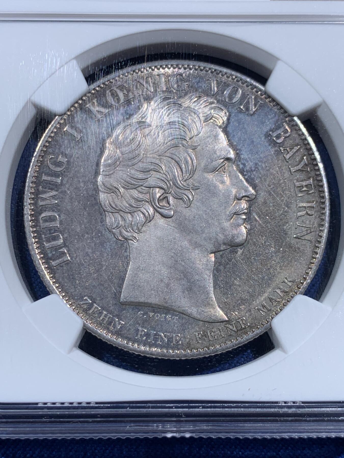 《竞宝斋》第473场 周日，周一 2场连拍 （全场包邮）欢迎送拍 NGC MS62 德意志巴伐利亚1836年 路德维希一世 奥托王子纪念堂泰勒大银币 PL质感 不可多的的状态