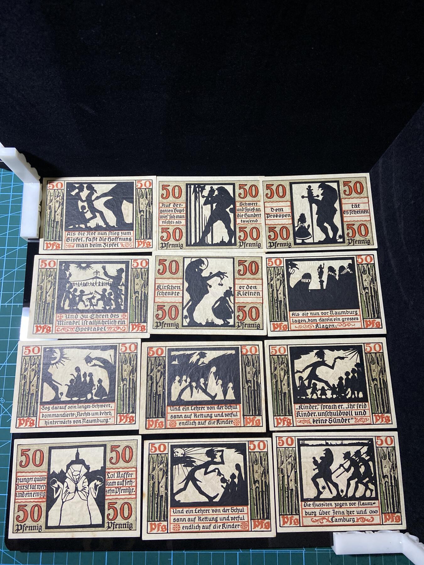 2026年第三十七场(总第二百零六场）德紧纸币特拍场(佣金3%，最低1元) 德紧纸币–德国萨克森-安哈尔特州瑙姆堡市（Stadt Naumburg）50芬妮十二枚套票