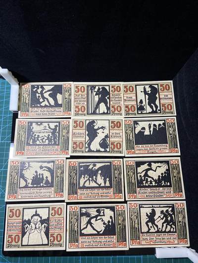 2026年第三十七场(总第二百零六场）德紧纸币特拍场(佣金3%，最低1元) - 德紧纸币–德国萨克森-安哈尔特州瑙姆堡市（Stadt Naumburg）50芬妮十二枚套票