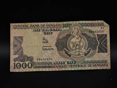  【淘币小摊】限时拍第八百八十四拍   纸币场    每周一统一发货 - 瓦努阿图1000瓦图纸币【有折】