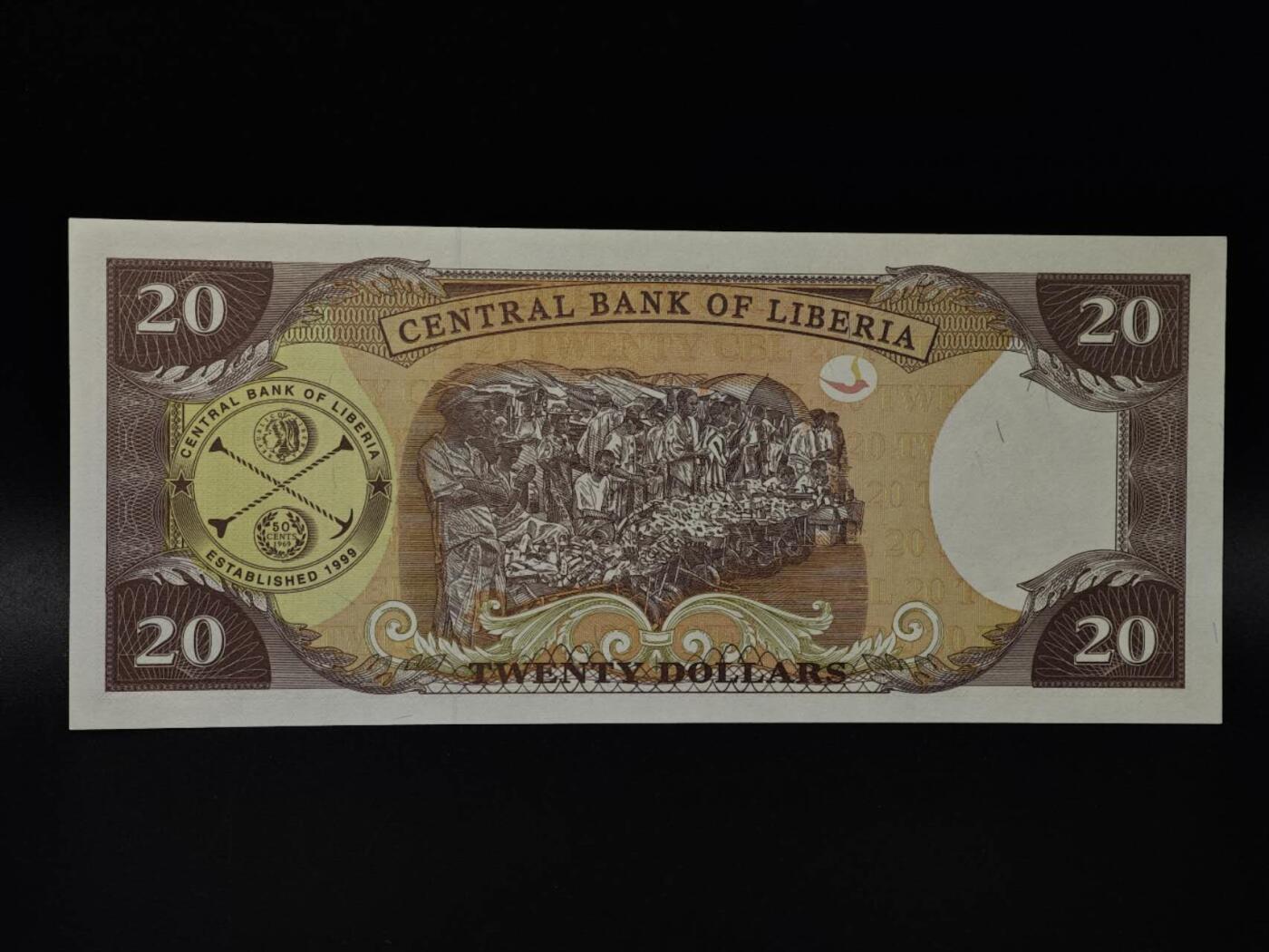  【淘币小摊】限时拍第八百八十四拍   纸币场    每周一统一发货 利比里亚20元纸币