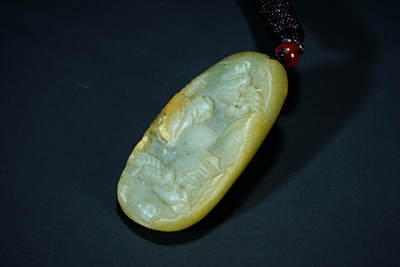 上海都达杂项专场五十八【全场包邮】  - 天然和田玉精雕《松壑傍亭》挂件93-61