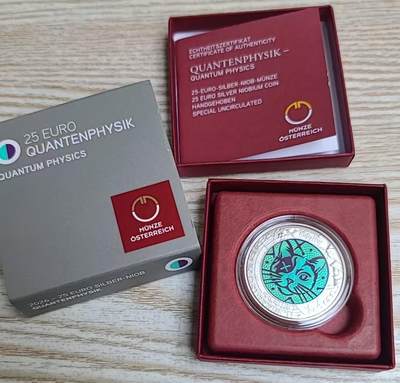 【币将精彩】世界钱币拍卖（2026-3-25） - 奥地利2026年量子物理银铌双金属币带证书包装
