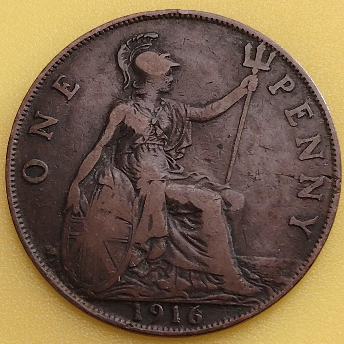 布加迪🐬～世界钱币(上海)🌾第 282 期 /  各国套币和散币 英国🇬🇧 1916年 1便士 乔治五世