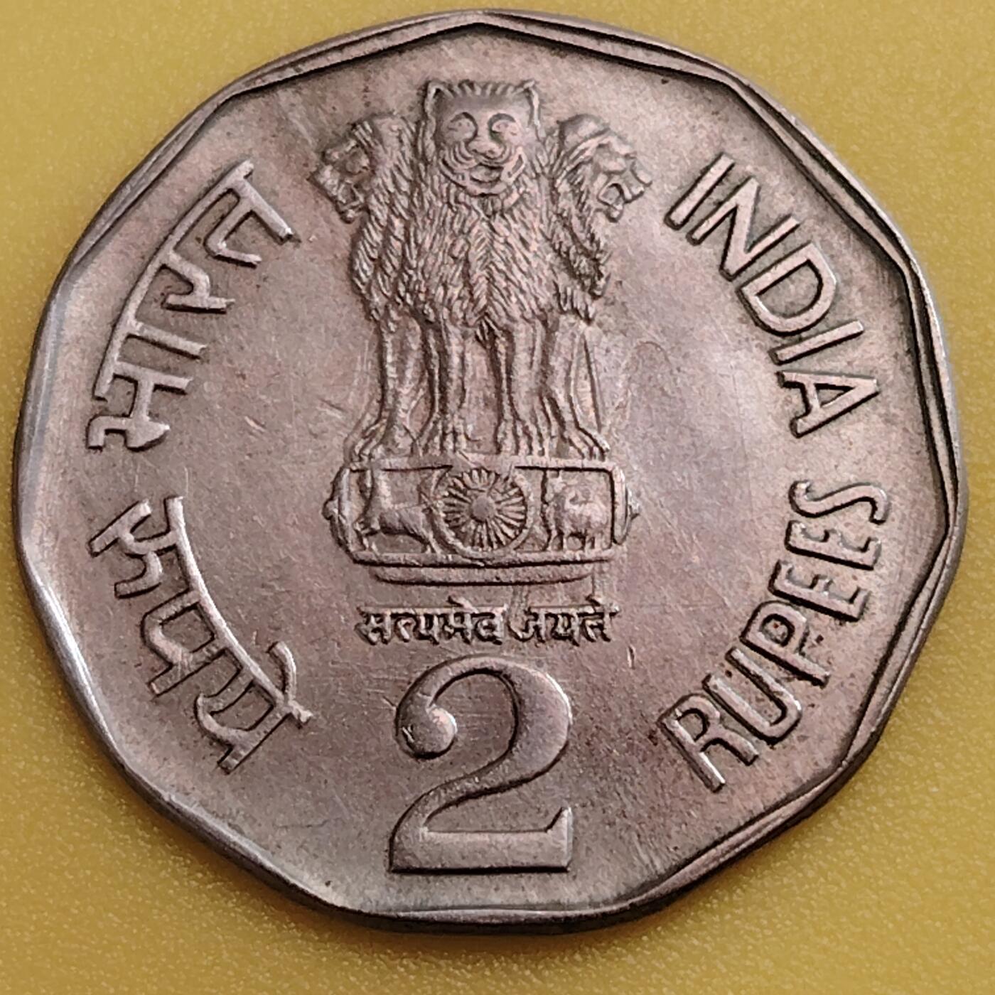 布加迪🐬～世界钱币(上海)🌾第 282 期 /  各国套币和散币 印度🇮🇳 1993年 2卢比 国际家庭年