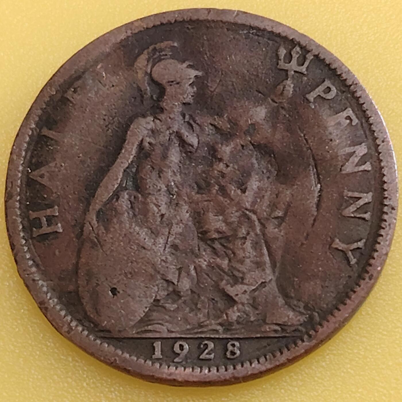 布加迪🐬～世界钱币(上海)🌾第 282 期 /  各国套币和散币 英国🇬🇧 1928年 1/2便士 乔治五世