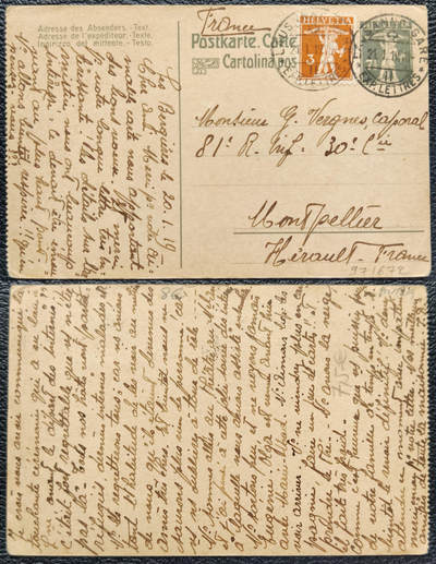 洪涛臻品批发群 精选邮票限时拍卖第1292期  - 1919.1.21瑞士寄法国 古典邮资明信片补资国际实寄片