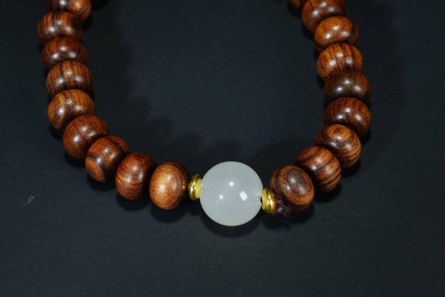 上海都达杂项专场五十八【全场包邮】  海南黄花梨虎皮纹算盘珠手串 附鉴定证书93-244