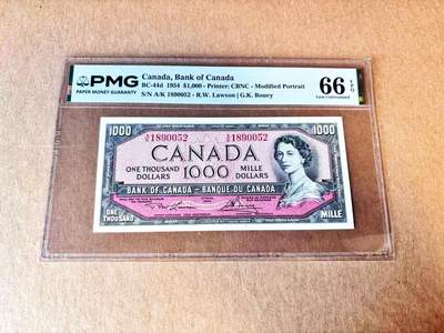 【Blue Auction】世界纸币精拍第798期——18级TOP拍卖/信誉/品质/专业/高效💫 - 【无47】加拿大 1954年1000元 最高值 早期女王 升值潜力巨大 PMG66EPQ 背面风景唯美