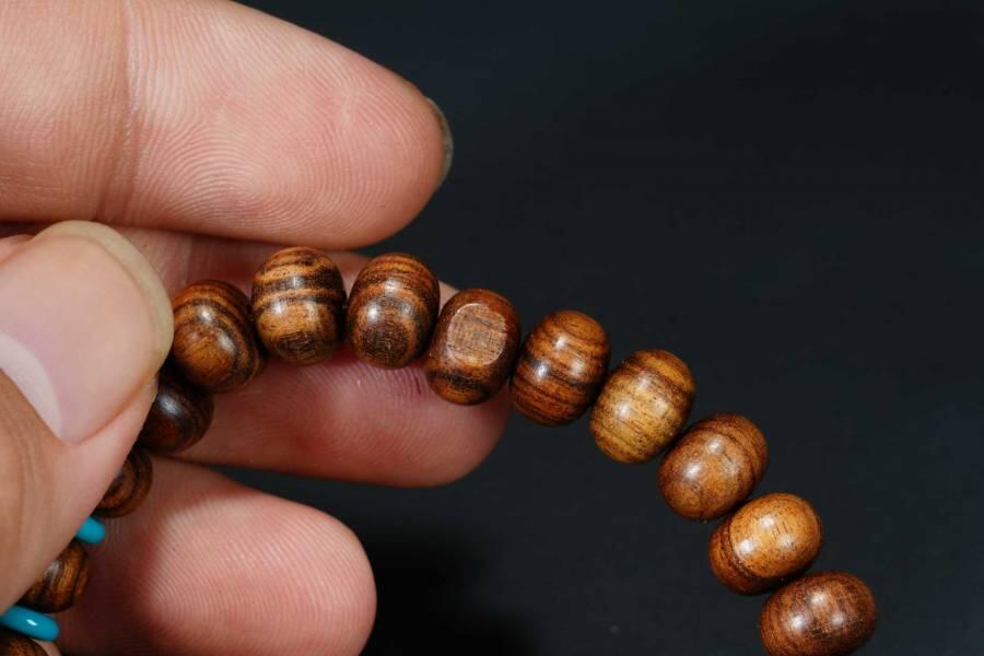 上海都达杂项专场五十八【全场包邮】  海南黄花梨虎皮纹算盘珠手串 附鉴定证书93-244