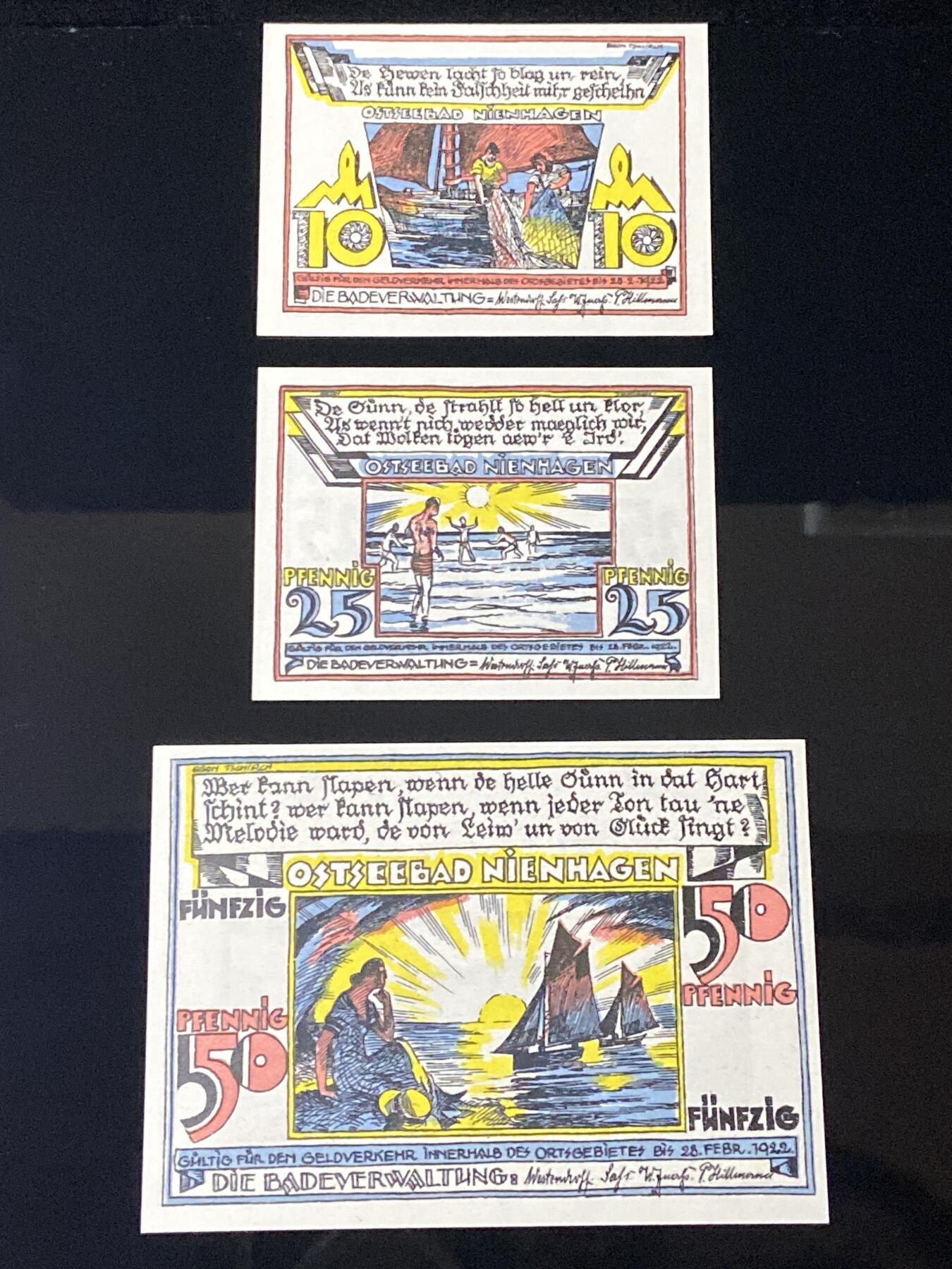 2026年第三十七场(总第二百零六场）德紧纸币特拍场(佣金3%，最低1元) 德紧纸币–德国梅克伦堡-前波美拉尼亚州尼恩哈根海滨浴场（Ostseebad Nienhagen）10、25、50芬妮三枚套票
