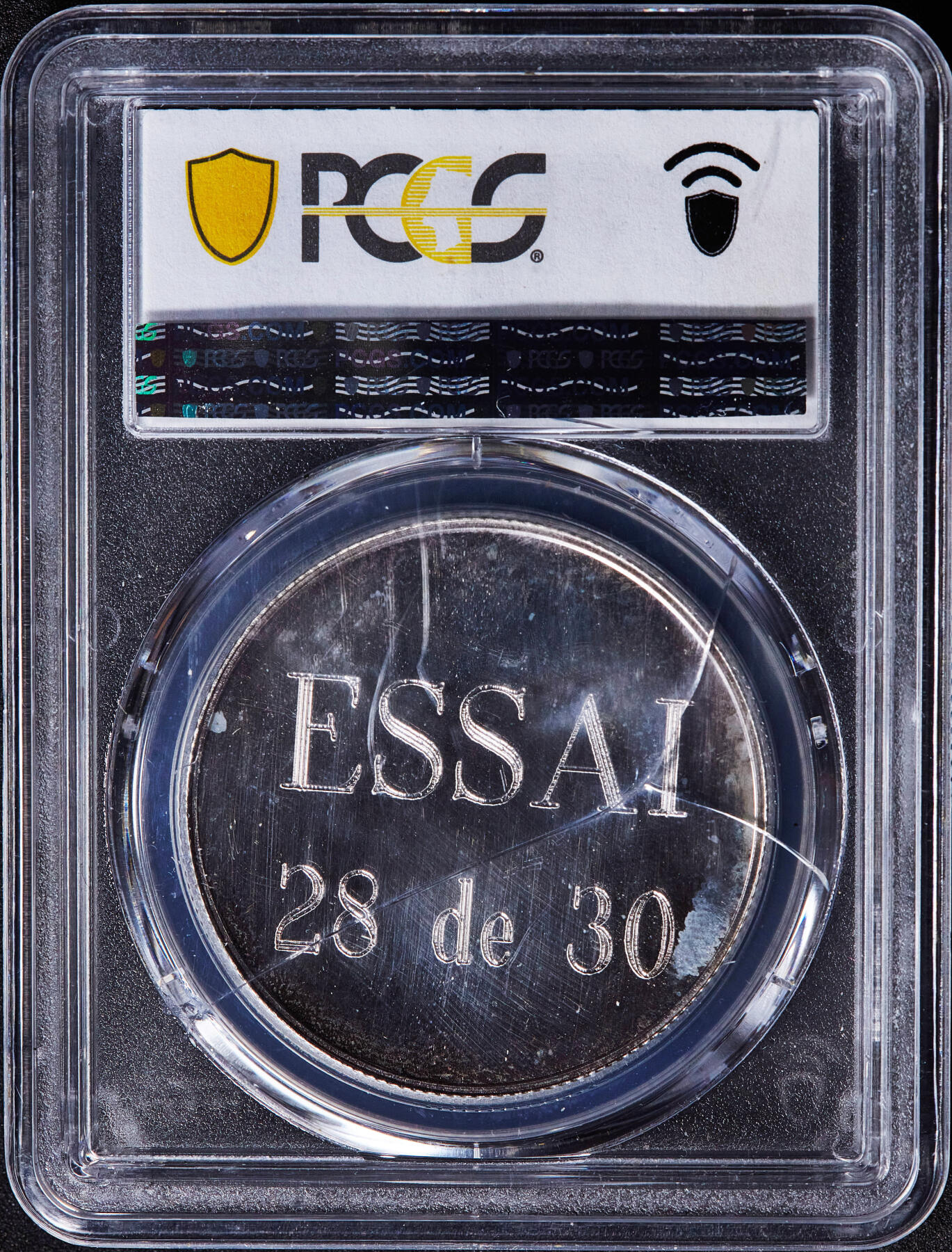 【俄甄集藏】2026年(050)04-01星期三 晚 19:30 全场包邮 布基纳法索1990年纪念独立30周年1盎司精制银样币，PCGS SP66，重31.1克，999银，发行量30枚，稀有品种，盒面有贯穿裂，见详图