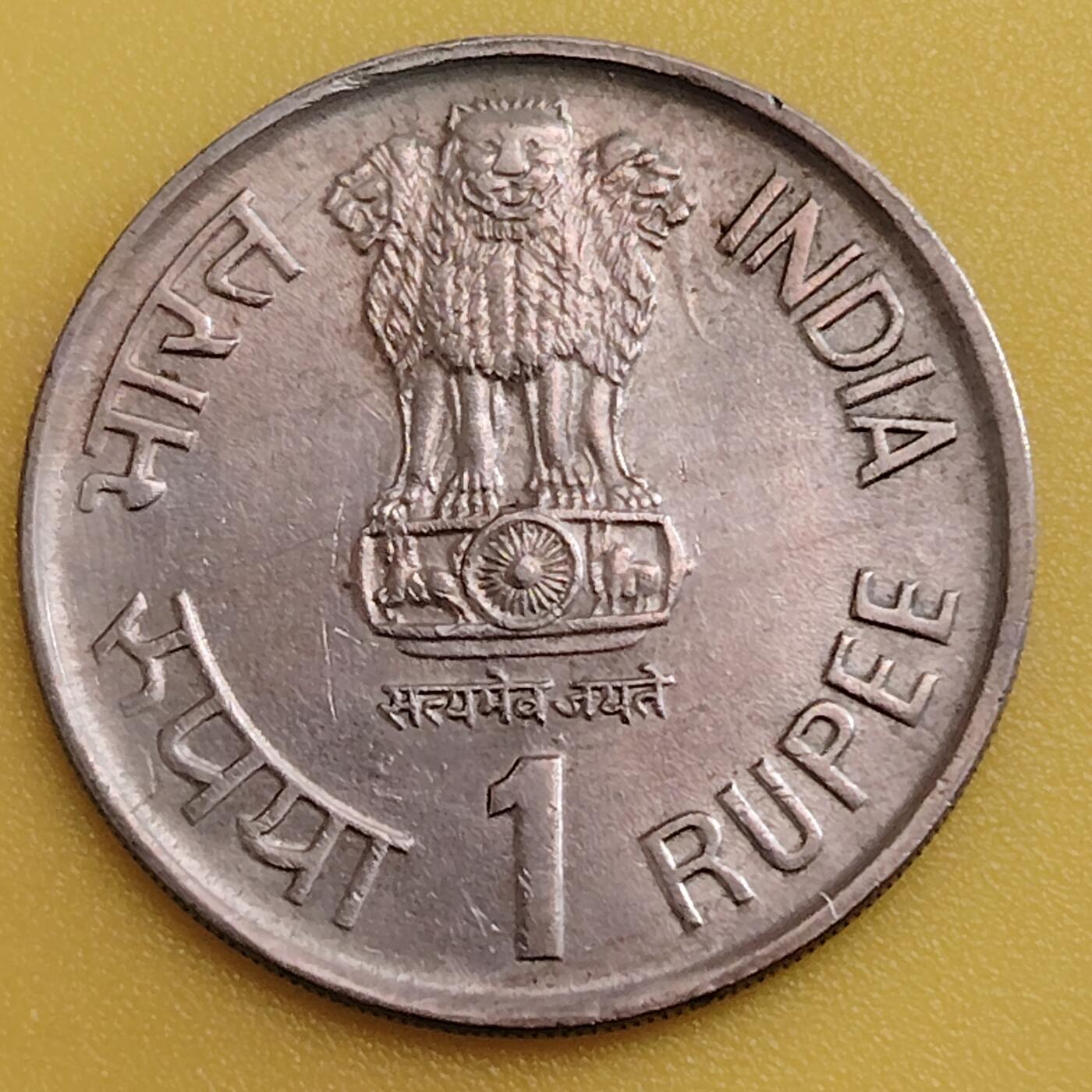 布加迪🐬～世界钱币(上海)🌾第 282 期 /  各国套币和散币 印度🇮🇳 1991年 1卢比纪念币