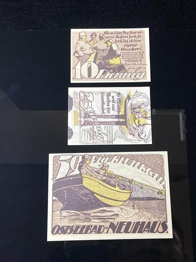 2026年第三十七场(总第二百零六场）德紧纸币特拍场(佣金3%，最低1元) - 德紧纸币–德国梅克伦堡-前波美拉尼亚州诺伊豪斯海滨浴场（Ostseebad Neuhaus，今波兰乌斯特卡 Ustka）10、25、50芬妮三枚套票