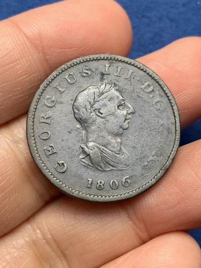 《竞宝斋》第473场 周日，周一 2场连拍 （全场包邮）欢迎送拍 - 英国 1806年 乔治三世 1/2便士铜币