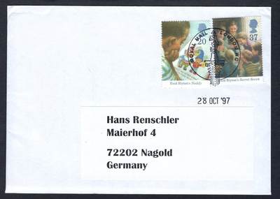 洪涛臻品批发群 精选邮票限时拍卖第1292期  - 英国1997年寄德国实寄封 艾妮德·布莱顿儿童著作-诺迪与七个小神探, 带原始内件