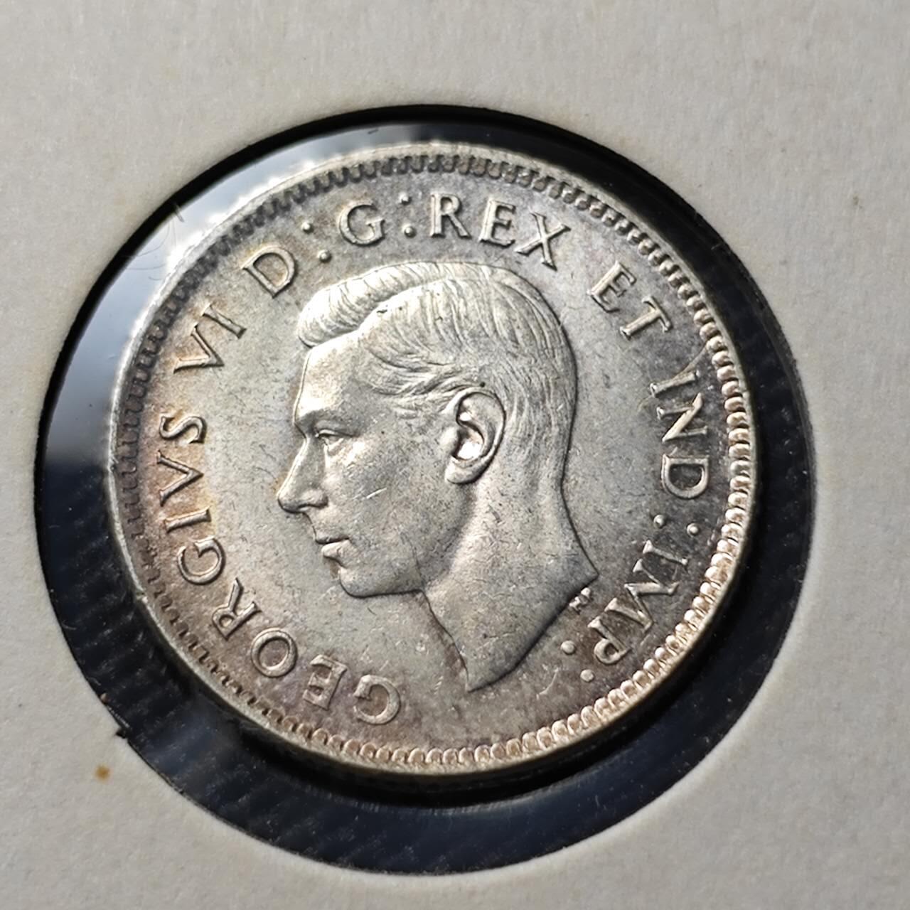 KK钱币收藏小铺   套币专场 2月预留时间 周末发货  1943加拿大10分 乔六银币 MS品少见