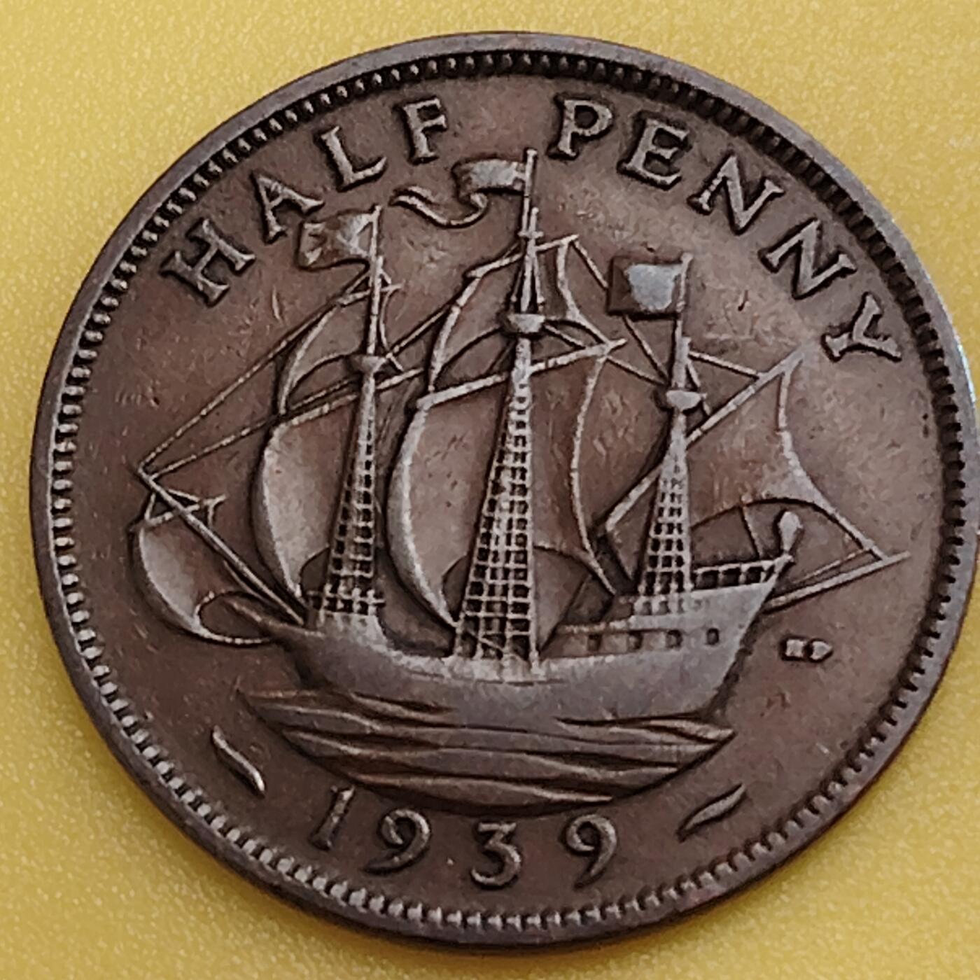 布加迪🐬～世界钱币(上海)🌾第 282 期 /  各国套币和散币 英国🇬🇧 1939年 1/2便士 乔治六世