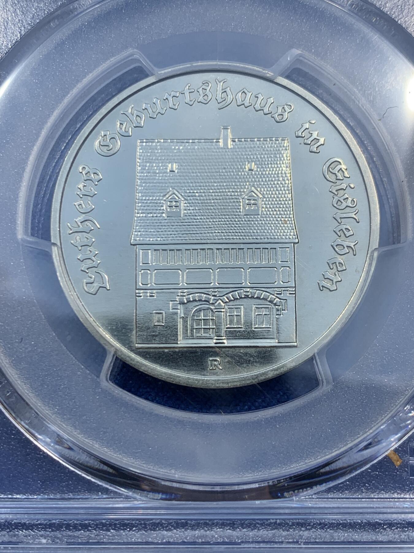 《竞宝斋》第473场 周日，周一 2场连拍 （全场包邮）欢迎送拍 PCGS MS65 东德1983年5马克纪念币 马丁·路德·艾斯勒本教授诞辰500周年纪念