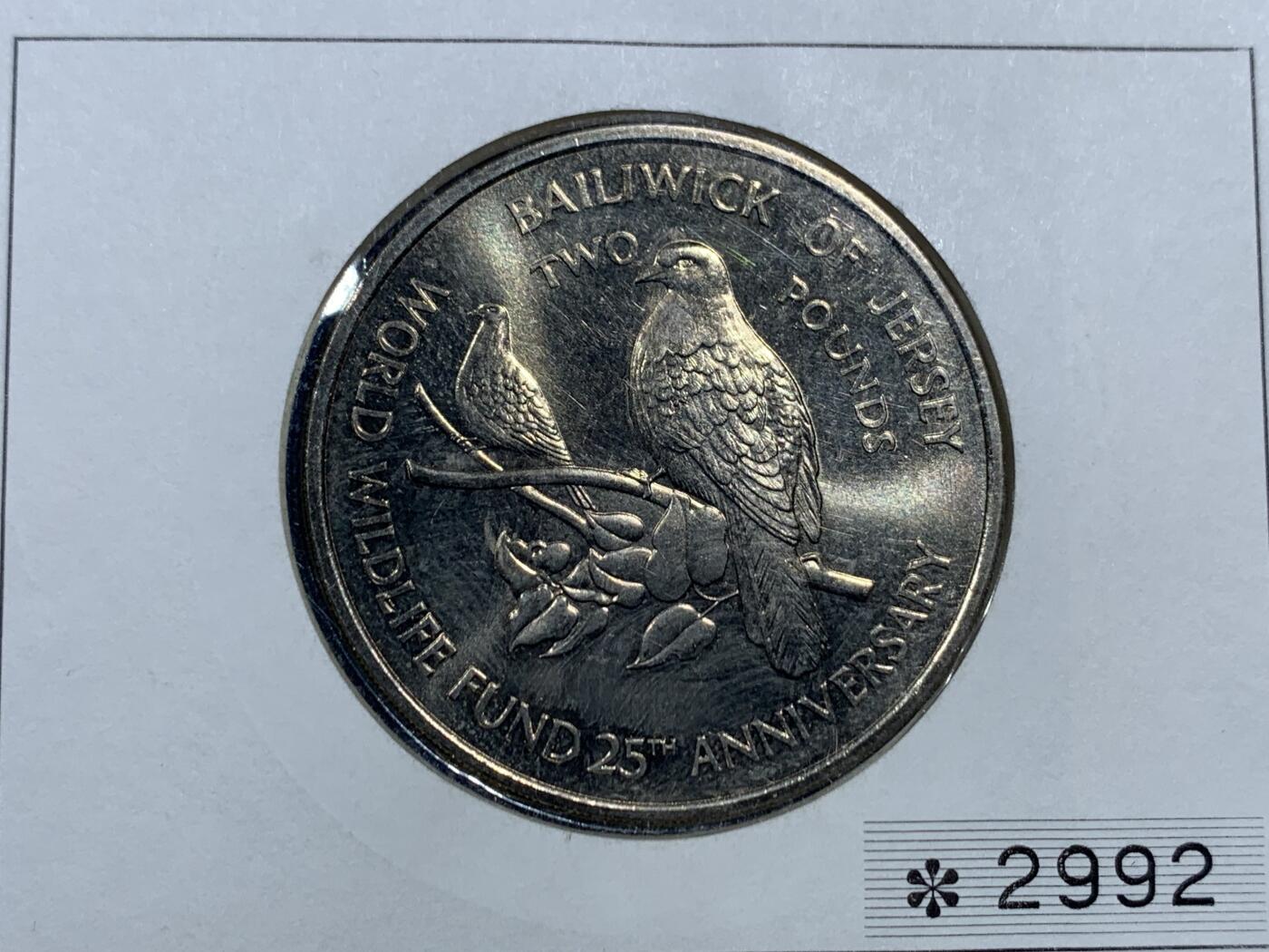 《竞宝斋》第473场 周日，周一 2场连拍 （全场包邮）欢迎送拍 泽西岛1987年世界野生动物基金会(WWF)主题邮币封 带一枚2镑纪念币