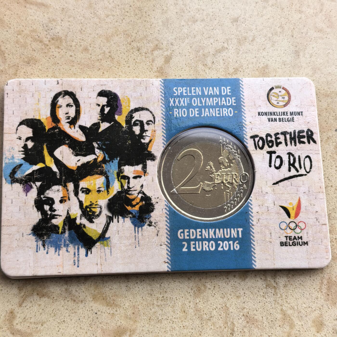 道一币馆币章第一百七十场 卡册 比利时2016年里约奥运会2欧元纪念币 少许开胶