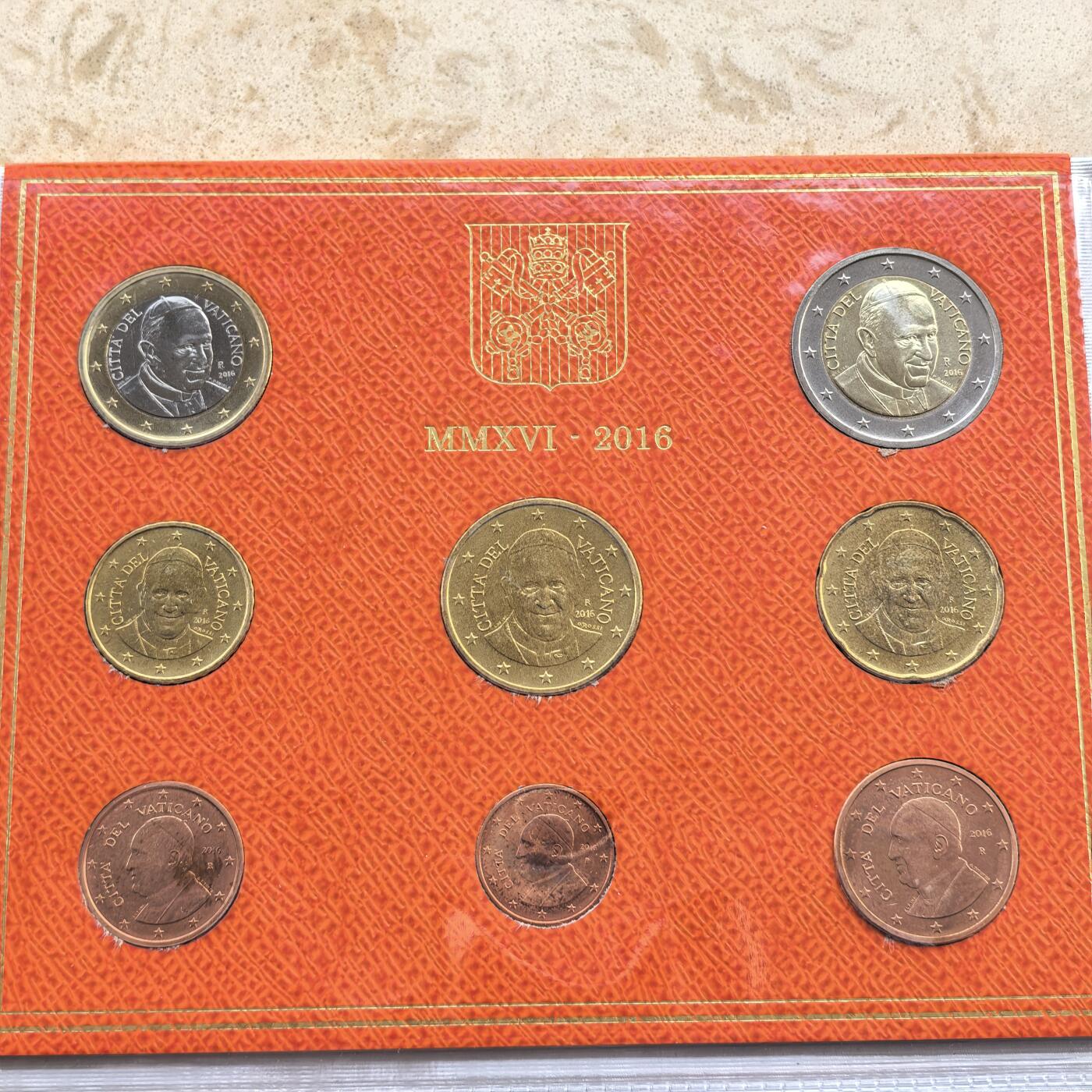 道一币馆币章第一百七十场 原包装 梵蒂冈2016年欧元套币八枚