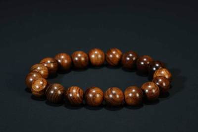 上海都达杂项专场五十八【全场包邮】  - 海南黄花梨虎皮纹1.0圆珠手串 附鉴定证书93-242