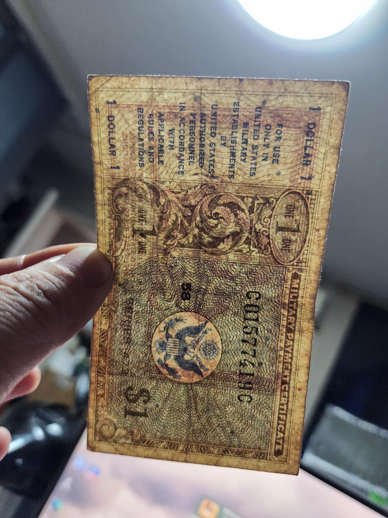 3月23号晚上8点 外国纸币自动截拍第44场 美国军票 MPC472系列 1948年1元