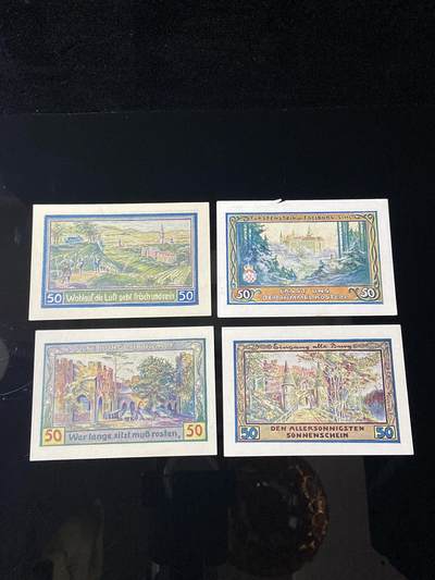 2026年第三十七场(总第二百零六场）德紧纸币特拍场(佣金3%，最低1元) - 德紧纸币–德国西里西亚弗赖堡（Freiburg in Schlesien，现波兰希维博济采）50芬妮四枚套票