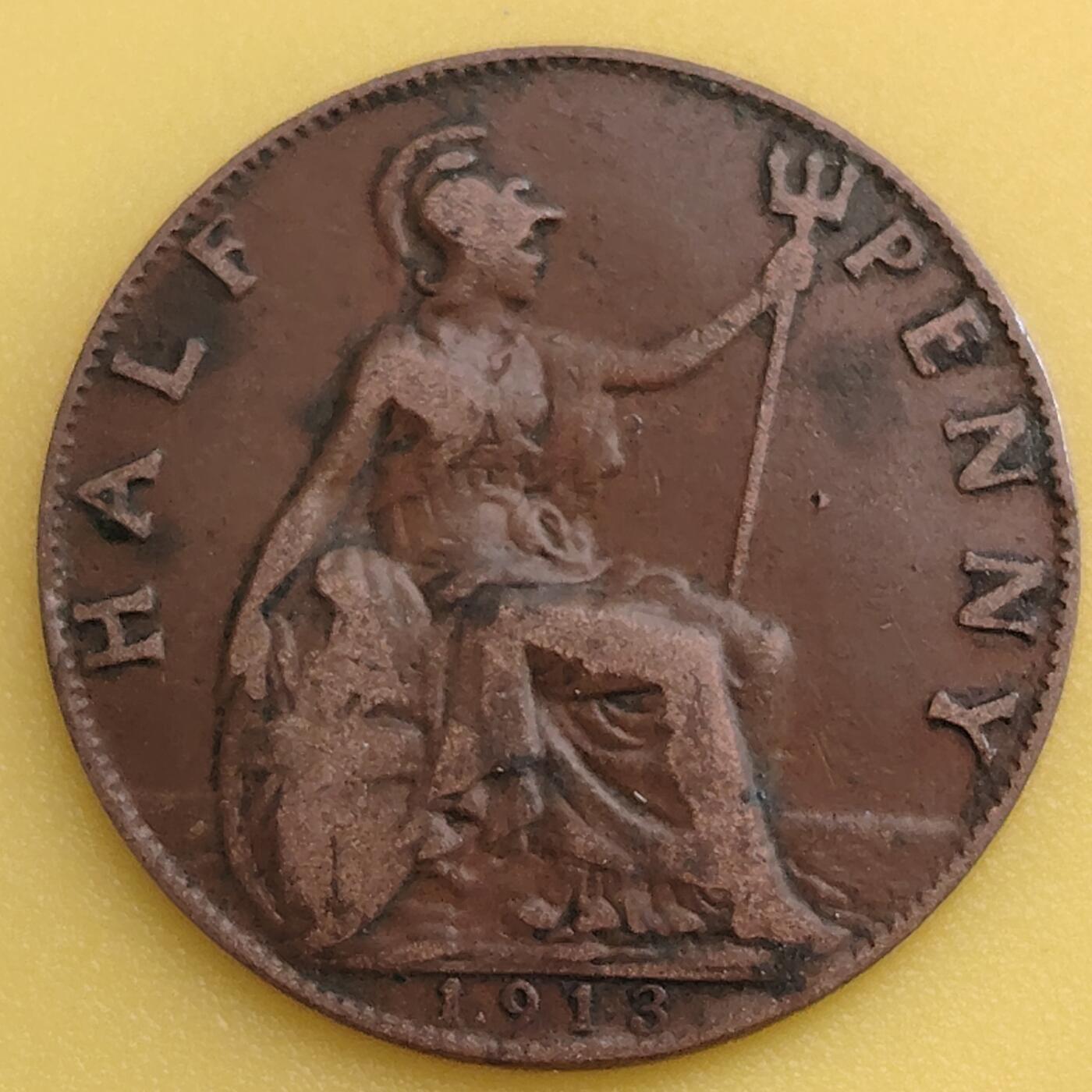 布加迪🐬～世界钱币(上海)🌾第 282 期 /  各国套币和散币 英国🇬🇧 1913年 1/2便士 乔治五世