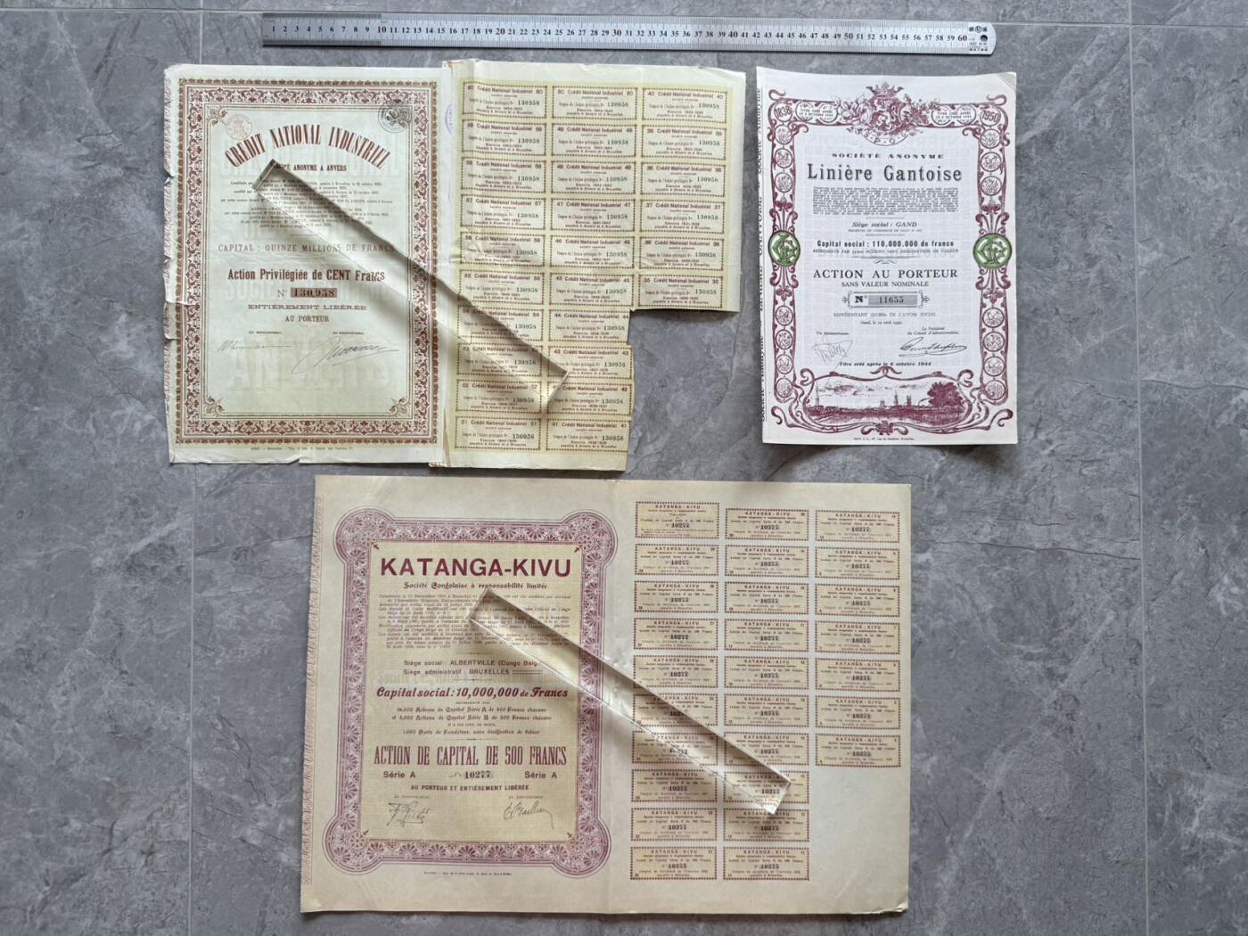 （自动截拍）PMG评级民国纸币专拍第20260324期，全场包邮 【乾奕收藏】出上世纪初欧洲国家企业股票债券12张，部分带分红息票，老股票实物难得，品相如图，老股票债券因材质保存环境等原因均存在不同程度的裂口，破损缺角，折角，虫蛀，老式贴补等瑕疵