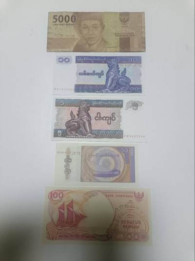 【20260324】非全新纸币和硬币第349场 - 亚洲国家5张纸币