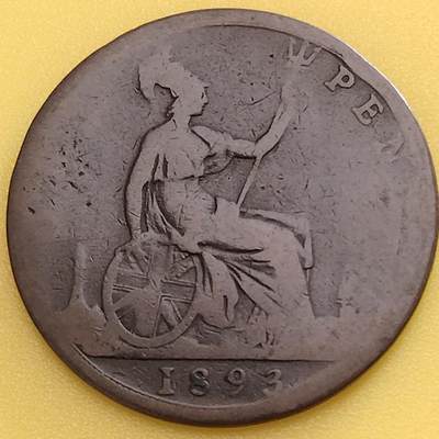 布加迪🐬～世界钱币(上海)🌾第 282 期 /  各国套币和散币 - 英国🇬🇧 1893年 1便士 维多利亚女王