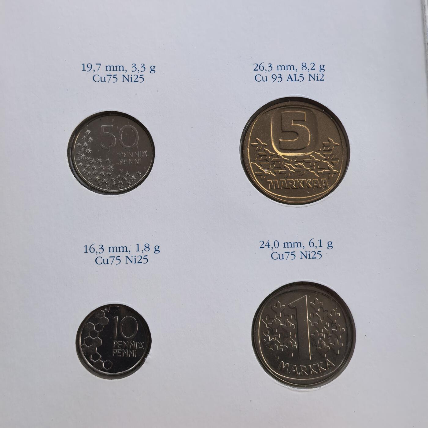 道一币馆币章第一百七十场 原包装 芬兰1991年清年套币四枚