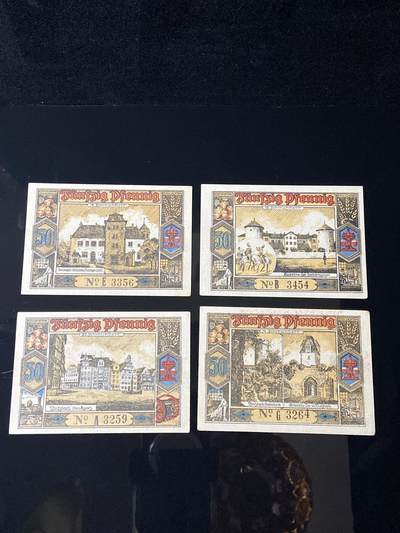 2026年第三十七场(总第二百零六场）德紧纸币特拍场(佣金3%，最低1元) - 德紧纸币–德国黑森州布茨巴赫市（Butzbach）50芬妮四枚套票