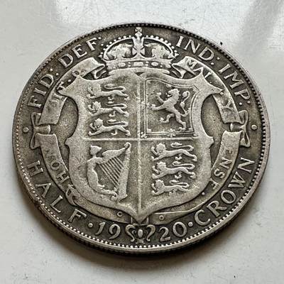 🌹外币初藏🌹🐯2026年第34场   每周二四六晚8️⃣点 接代拍 - 英国1920年乔治五世 半克朗银币 14.14g 32.3mm 50%银